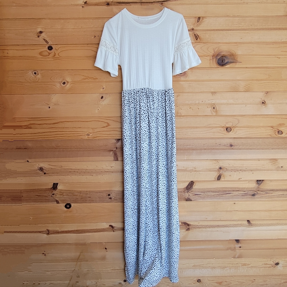Reborn J, White-Speckled Maxi Dress, Size: Medium
